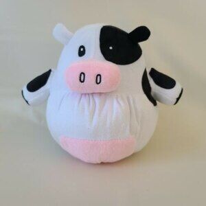Pudge Plush Black and White Round Cow 6"